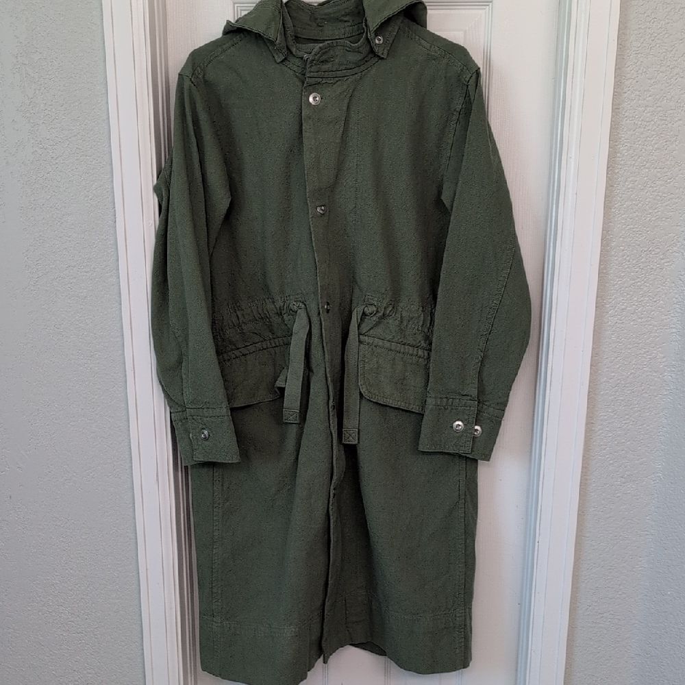 Everlane Green Cotton Trench Coat Size Small